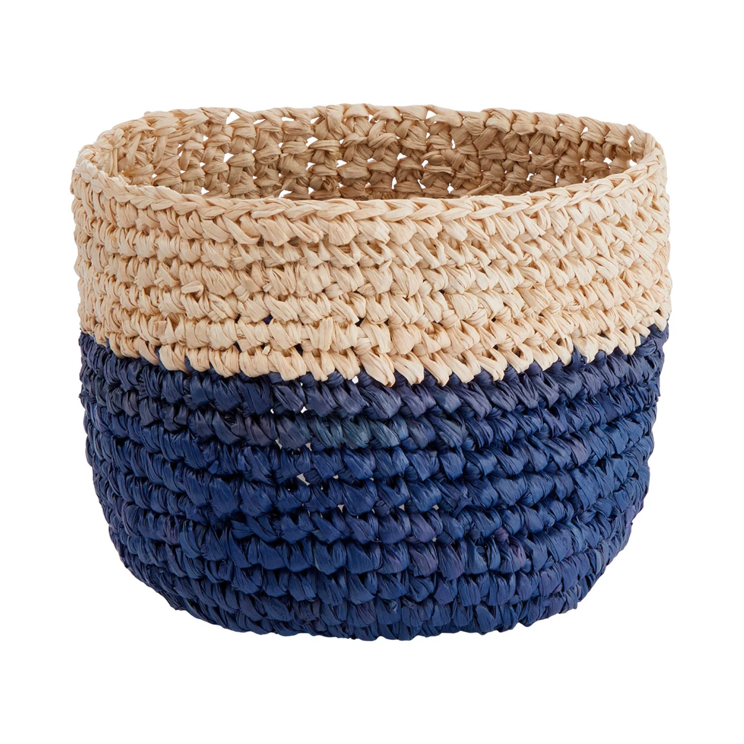 4-tlg. Korbset Handgefertigt Aus Raffia ISALO In Natur-Blau – Bild 8