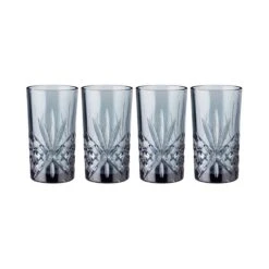 4x Longdrinkgläser Aus Kristallglas 330ml CRYSTAL CLUB In Dunkelgrau