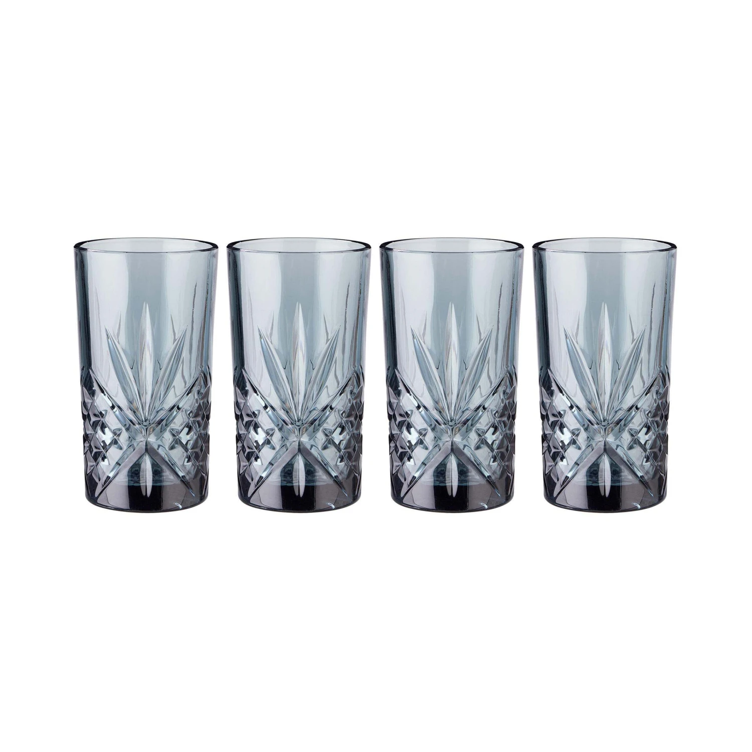 4x Longdrinkgläser Aus Kristallglas 330ml CRYSTAL CLUB In Dunkelgrau