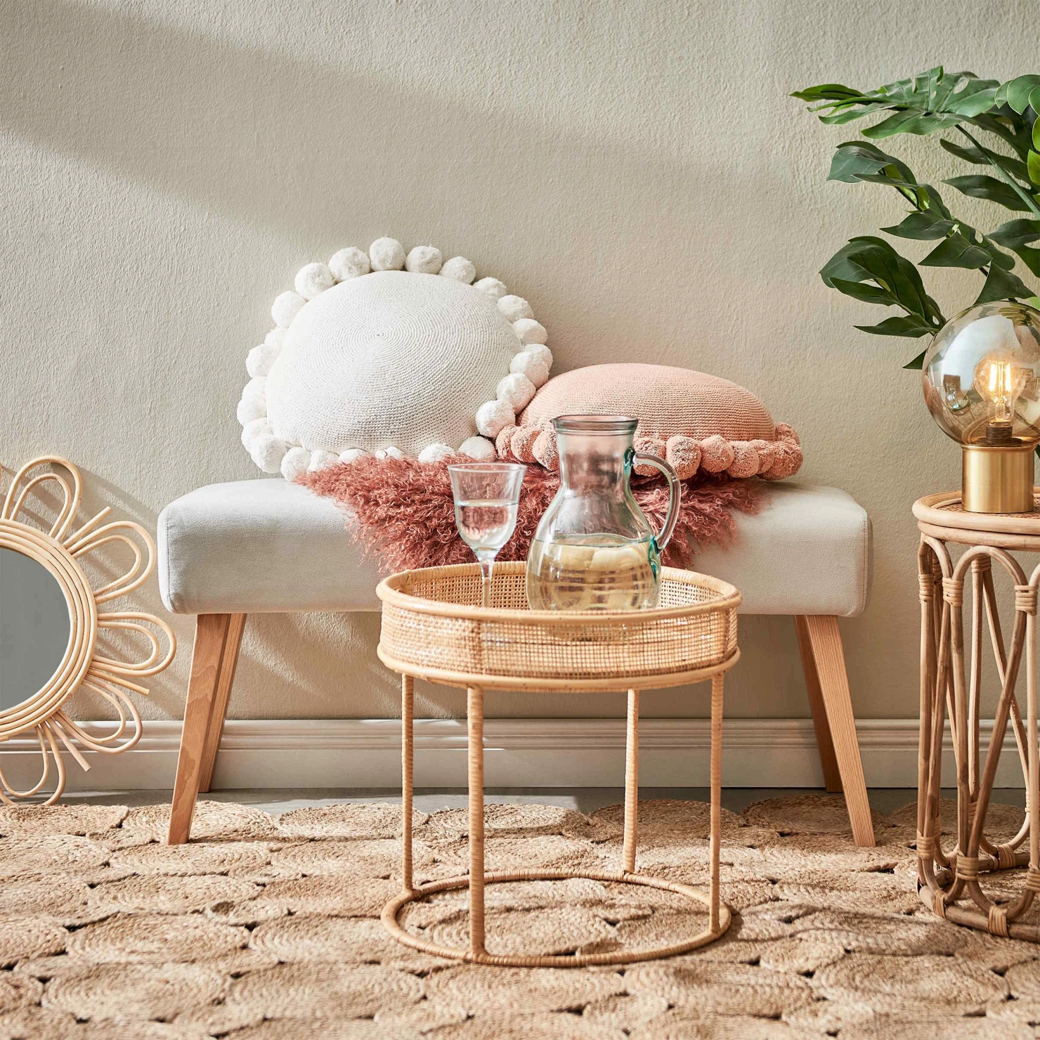 Beistelltisch Höhe 39cm BOHO LOUNGE In Natur – Bild 2