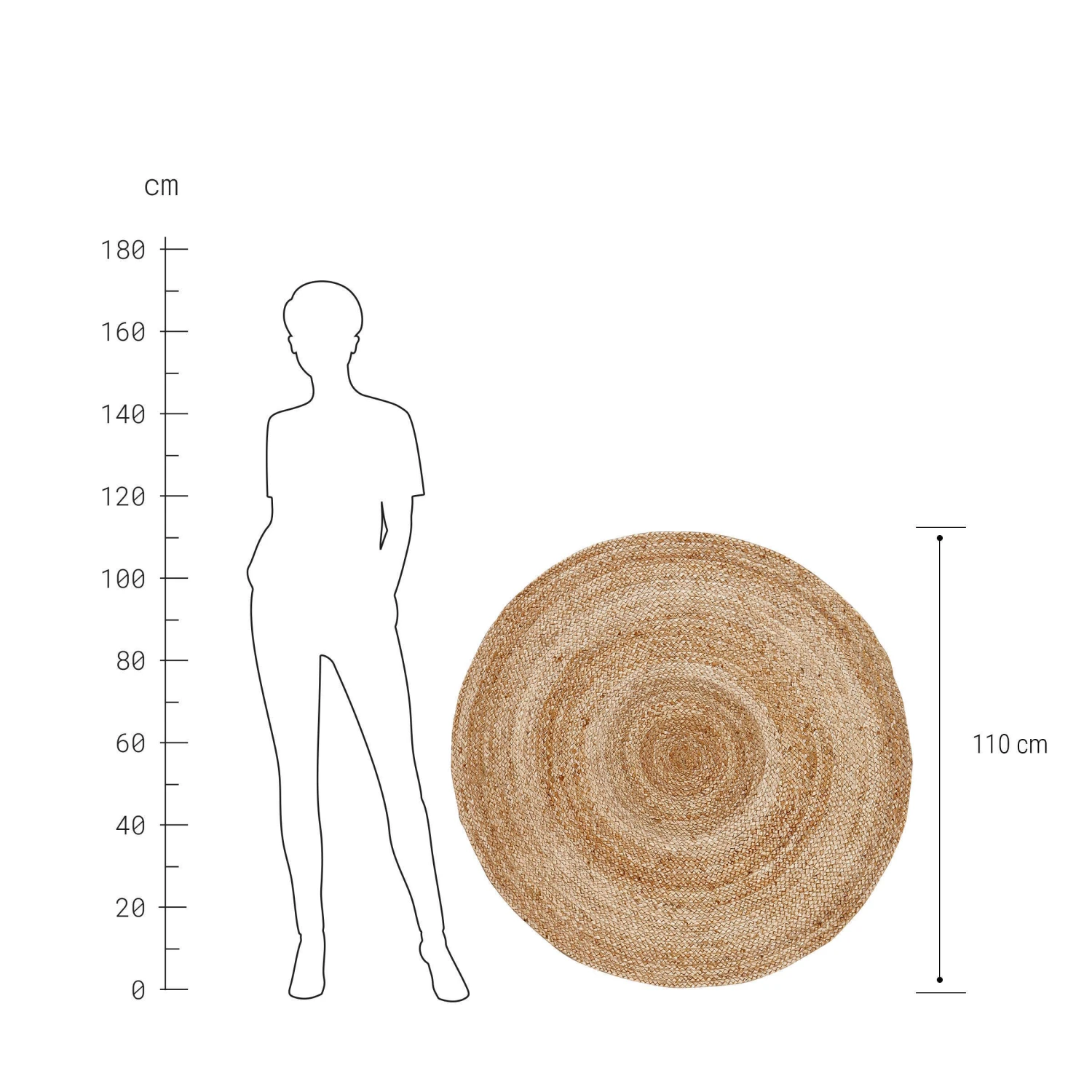 Hanf-Teppich Ø110cm ALL NATURE In Natur – Bild 3