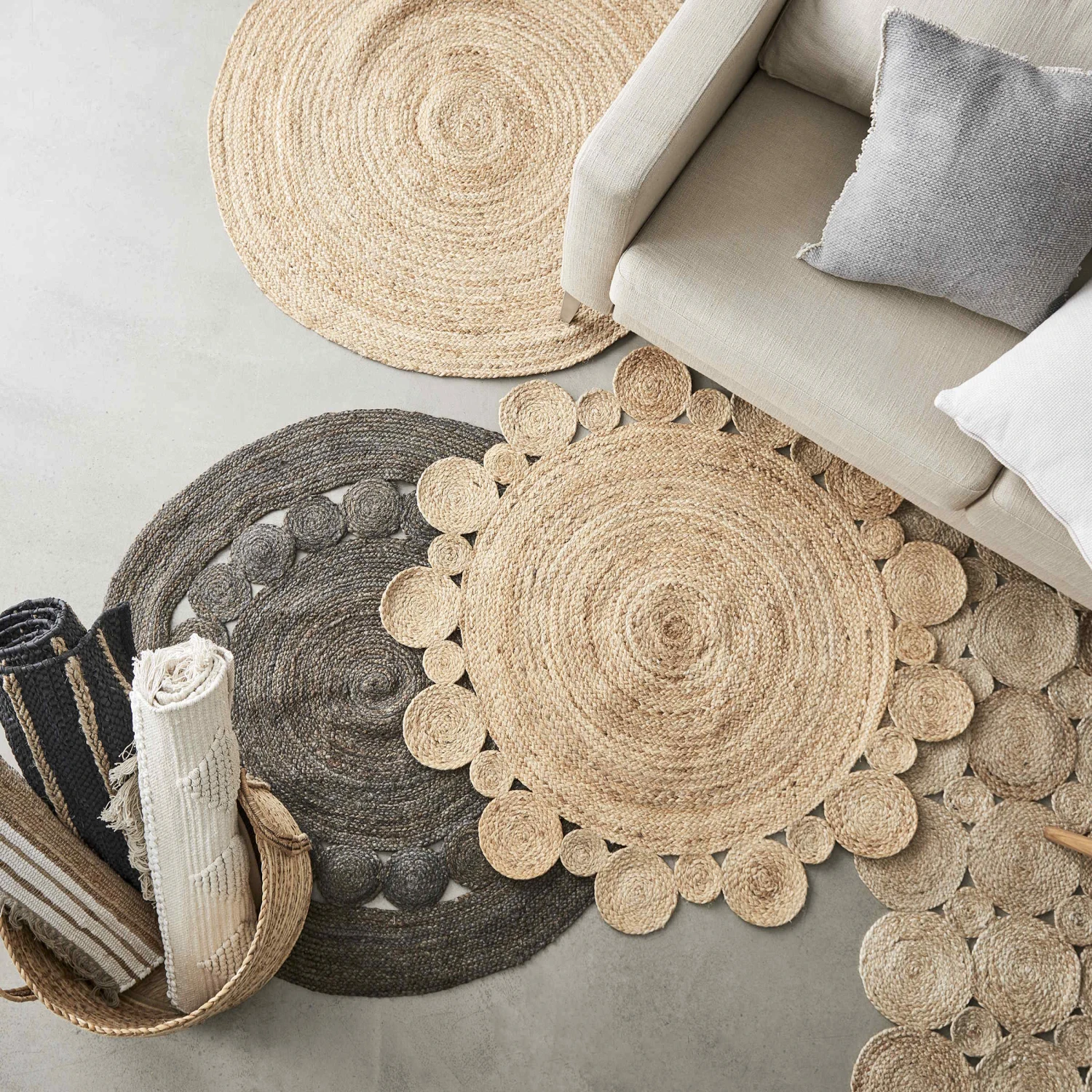 Hanf-Teppich Ø110cm ALL NATURE In Natur – Bild 8