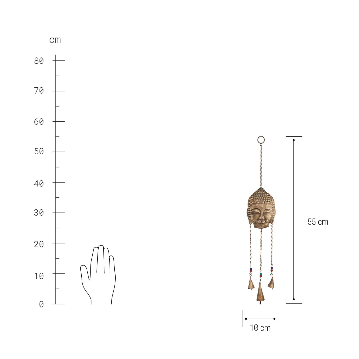 Hängedekoration "Buddha" L 55 X B 10cm BALI In Gold – Bild 3