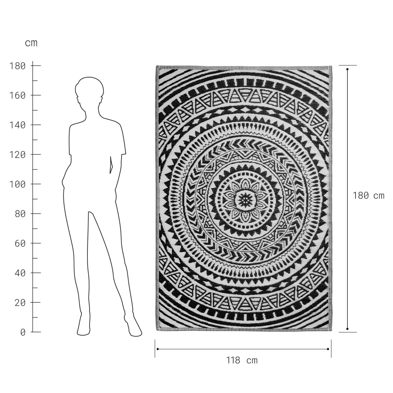 In- & Outdoor-Teppich Circles L 180 X B 118cm COLOUR CLASH In Schwarz-Weiß – Bild 3