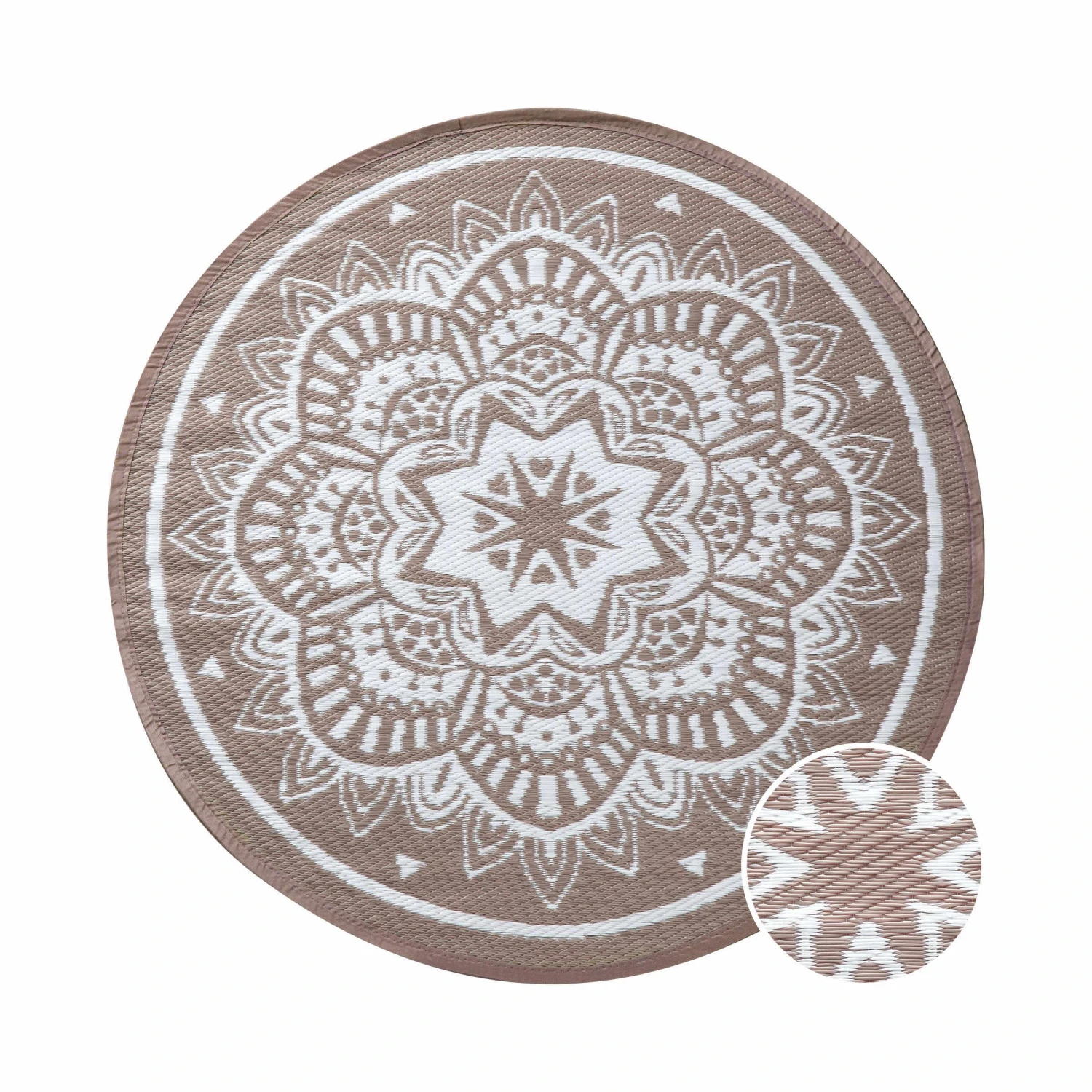 In- & Outdoor-Teppich Flora Ø150cm COLOUR CLASH In Natur-Weiß – Bild 3