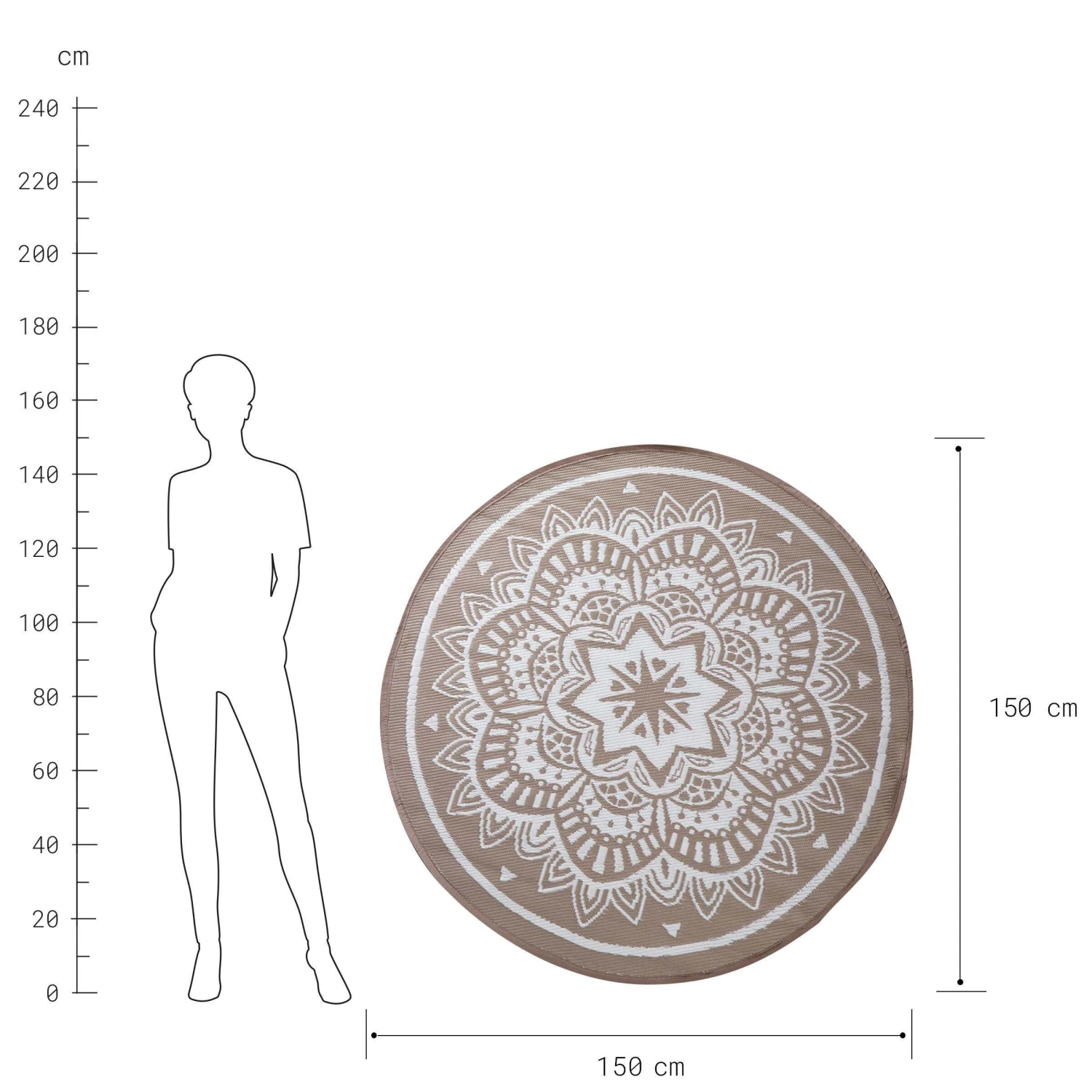 In- & Outdoor-Teppich Flora Ø150cm COLOUR CLASH In Natur-Weiß – Bild 4