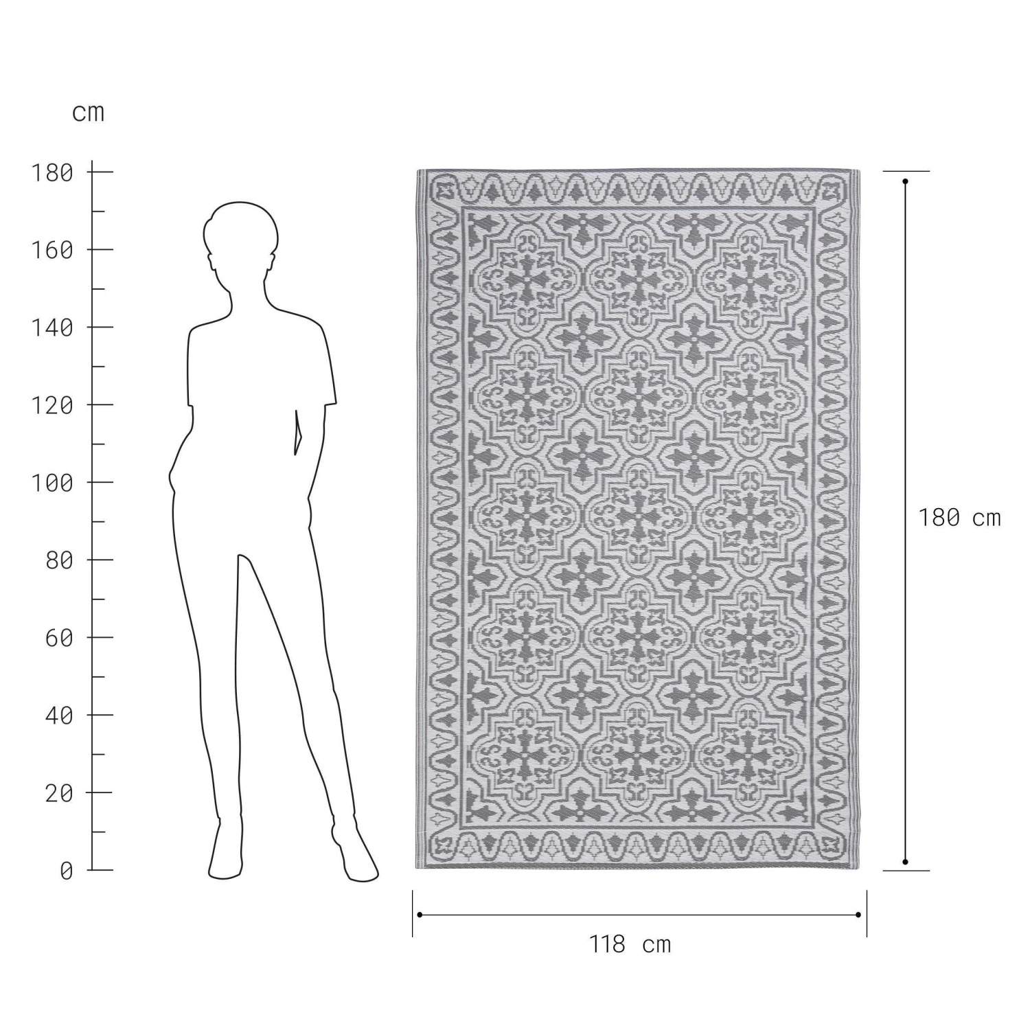 In- & Outdoor-Teppich Kacheln L 180 X B 118cm COLOUR CLASH In Grau-Weiß – Bild 3