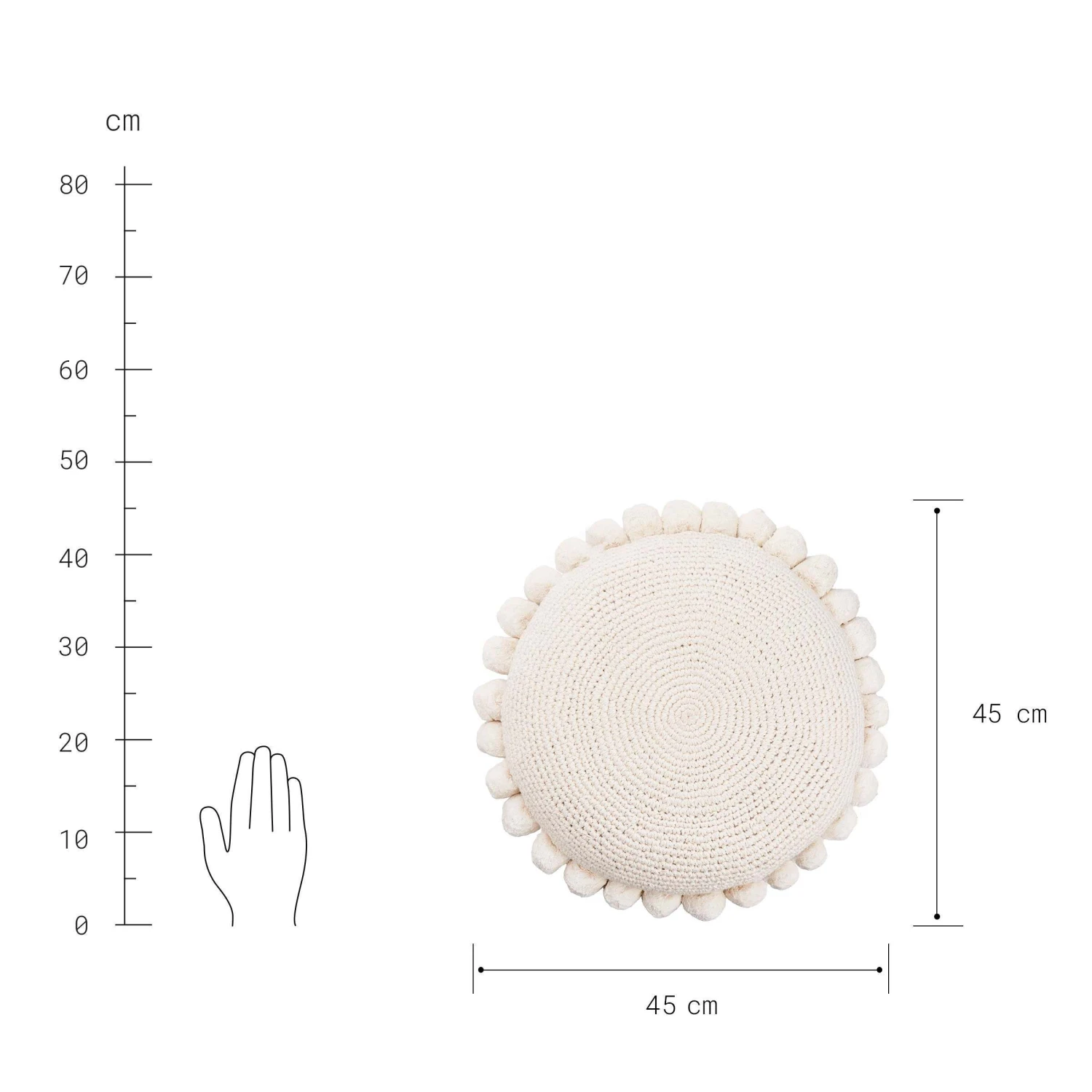 Kissen Ø45cm DAISY In Weiß – Bild 4