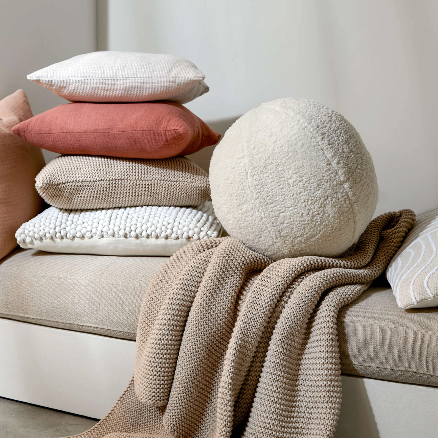 Kissen Rund Ø35cm BOB In Beige – Bild 2