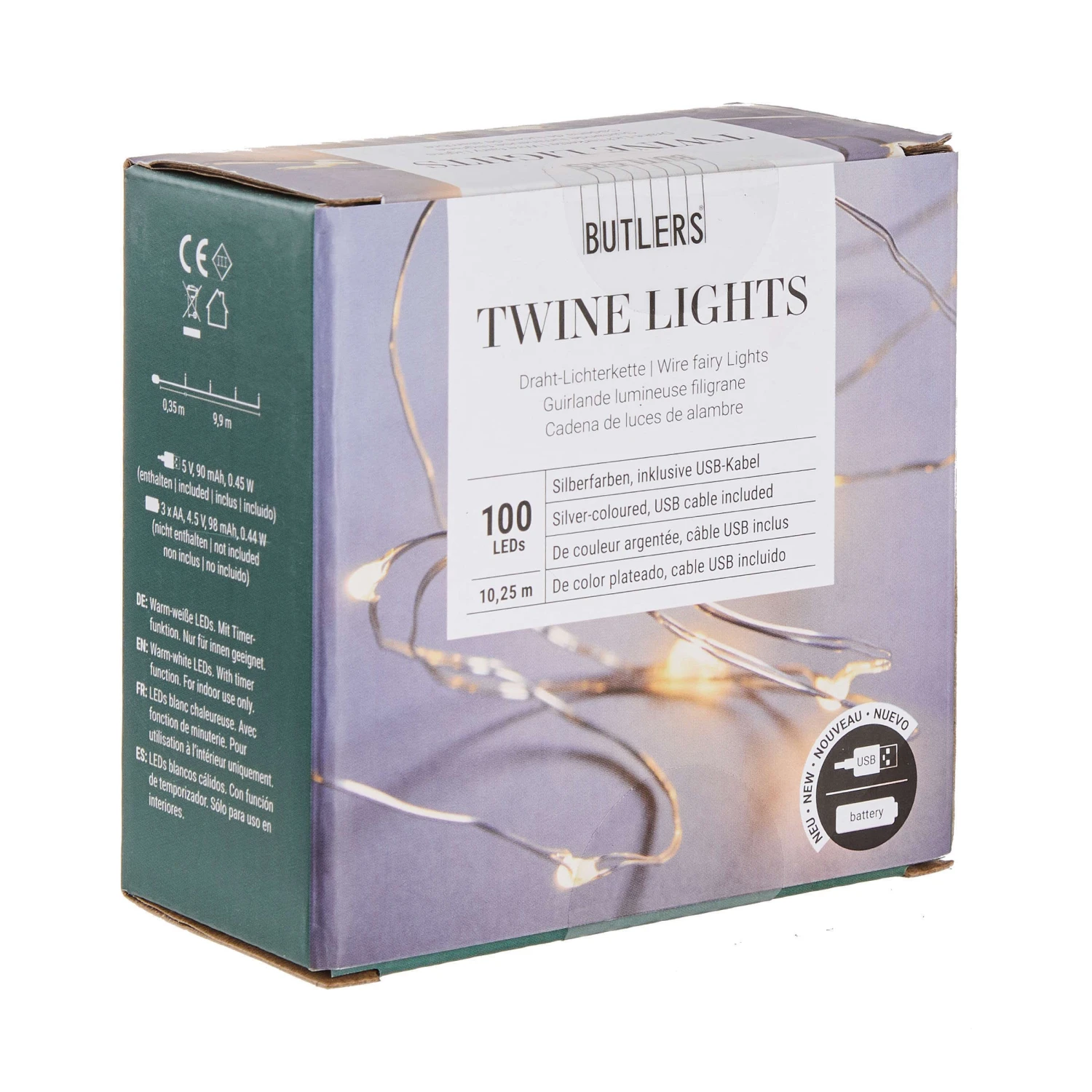 LED Lichterkette 100 Lichter Mit USB-Batteriefach TWINE LIGHTS In Silber – Bild 3