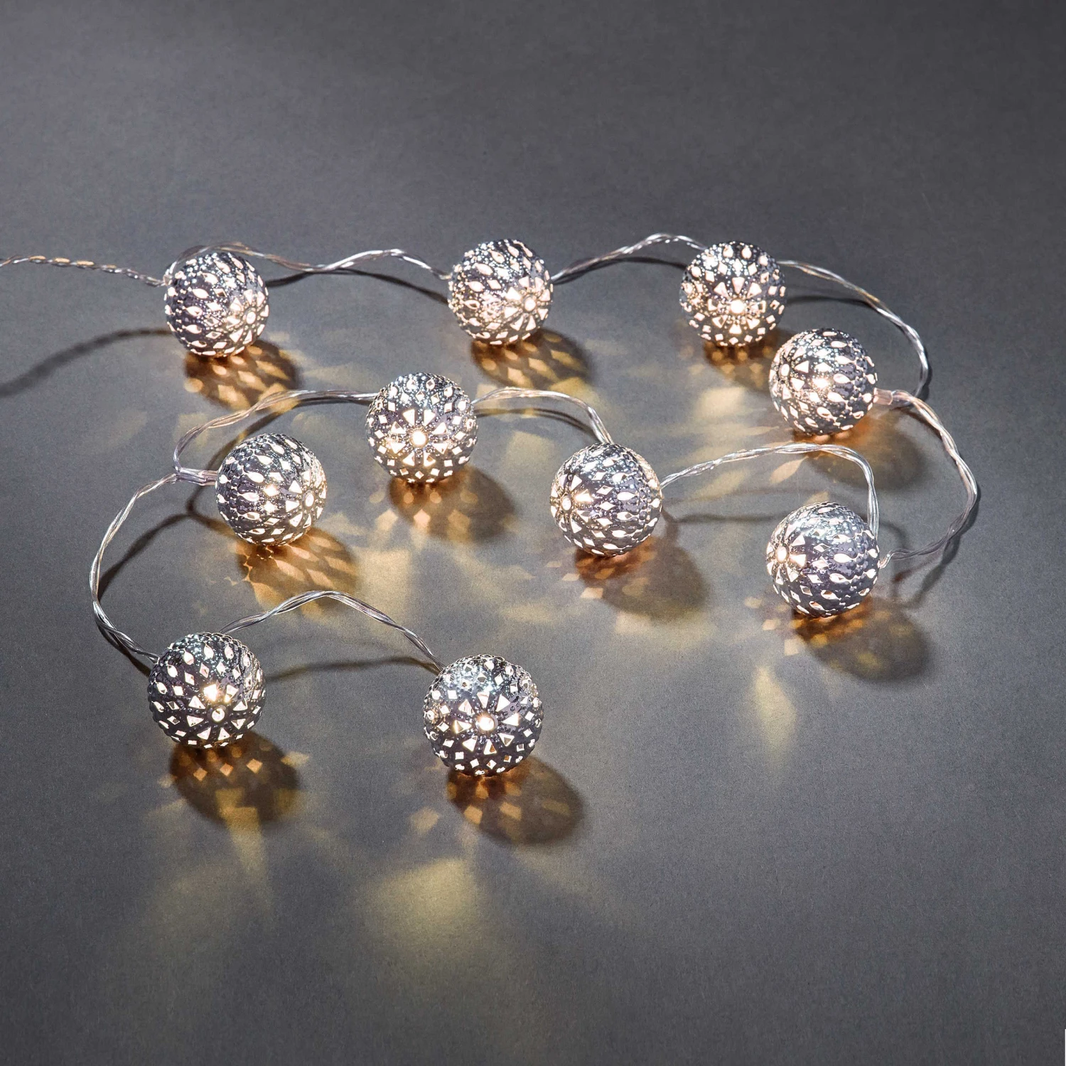 LED-Lichterkette Metallball 10 Lichter Mit USB-Batteriefach ORIENTAL LIGHTS In Silber – Bild 2