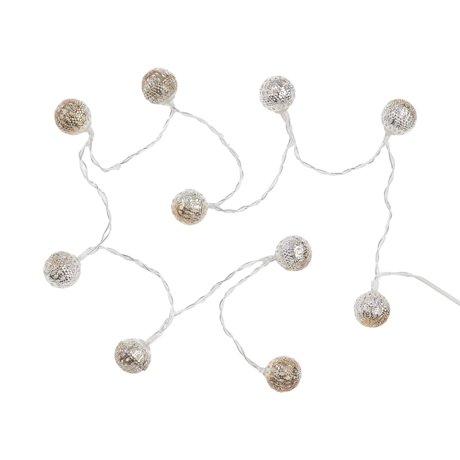 LED-Lichterkette Metallball 10 Lichter Mit USB-Batteriefach ORIENTAL LIGHTS In Silber