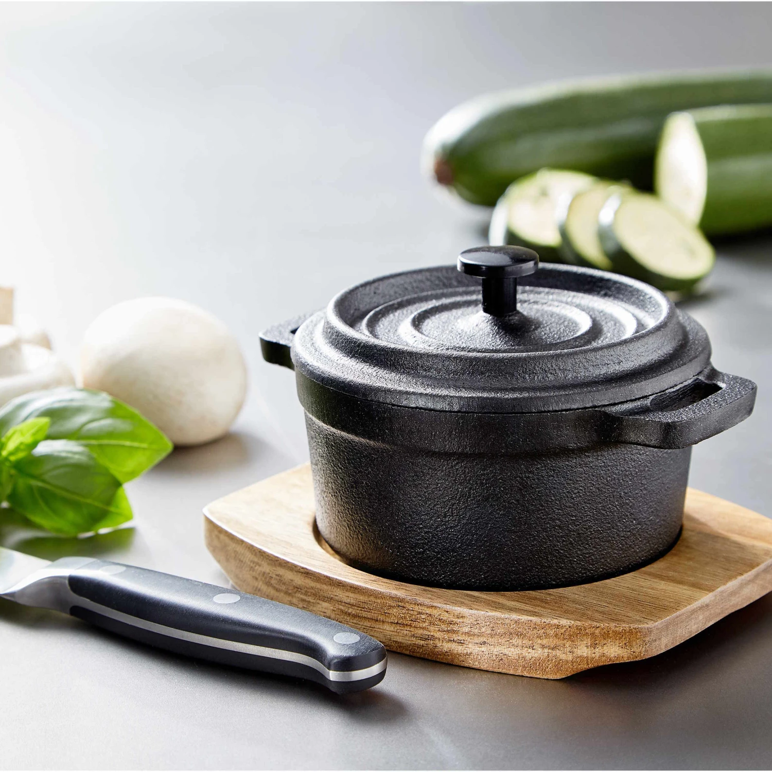 Mini-Serviertopf Mit Holzuntersetzer L 14 X B 11cm HOT IRON In Schwarz – Bild 2