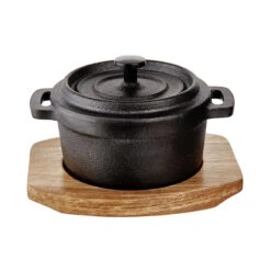 Mini-Serviertopf Mit Holzuntersetzer L 14 X B 11cm HOT IRON In Schwarz