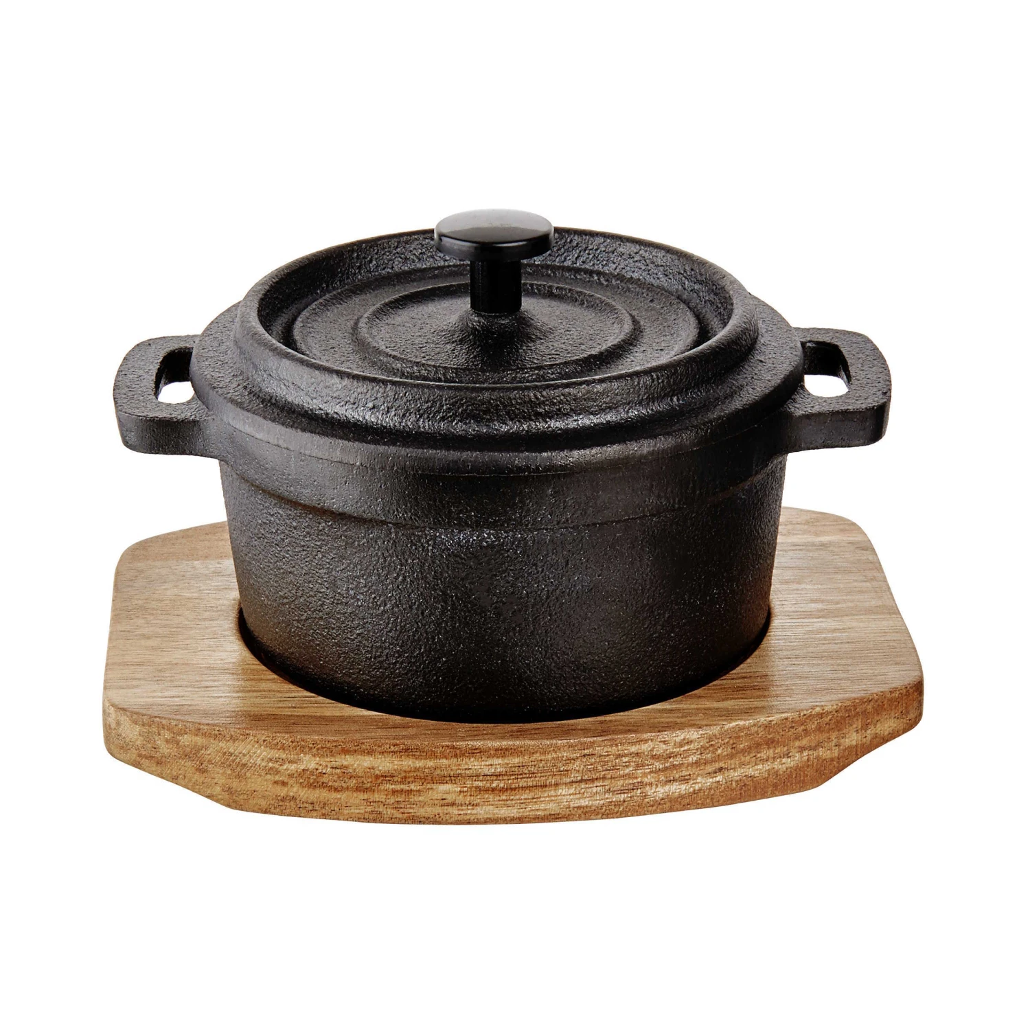 Mini-Serviertopf Mit Holzuntersetzer L 14 X B 11cm HOT IRON In Schwarz