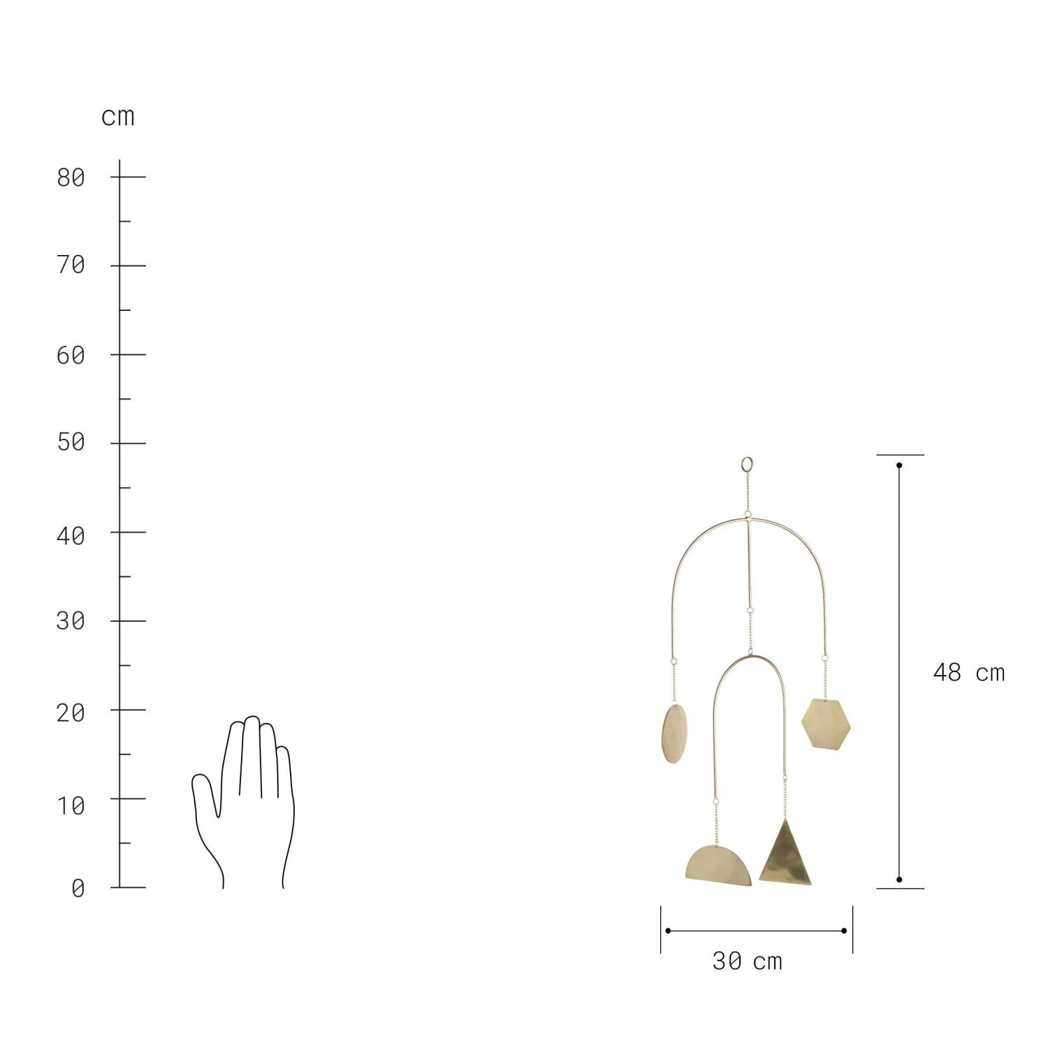 Mobile 4 Ornamente Länge 48cm PEACEFUL HOME In Gold – Bild 3