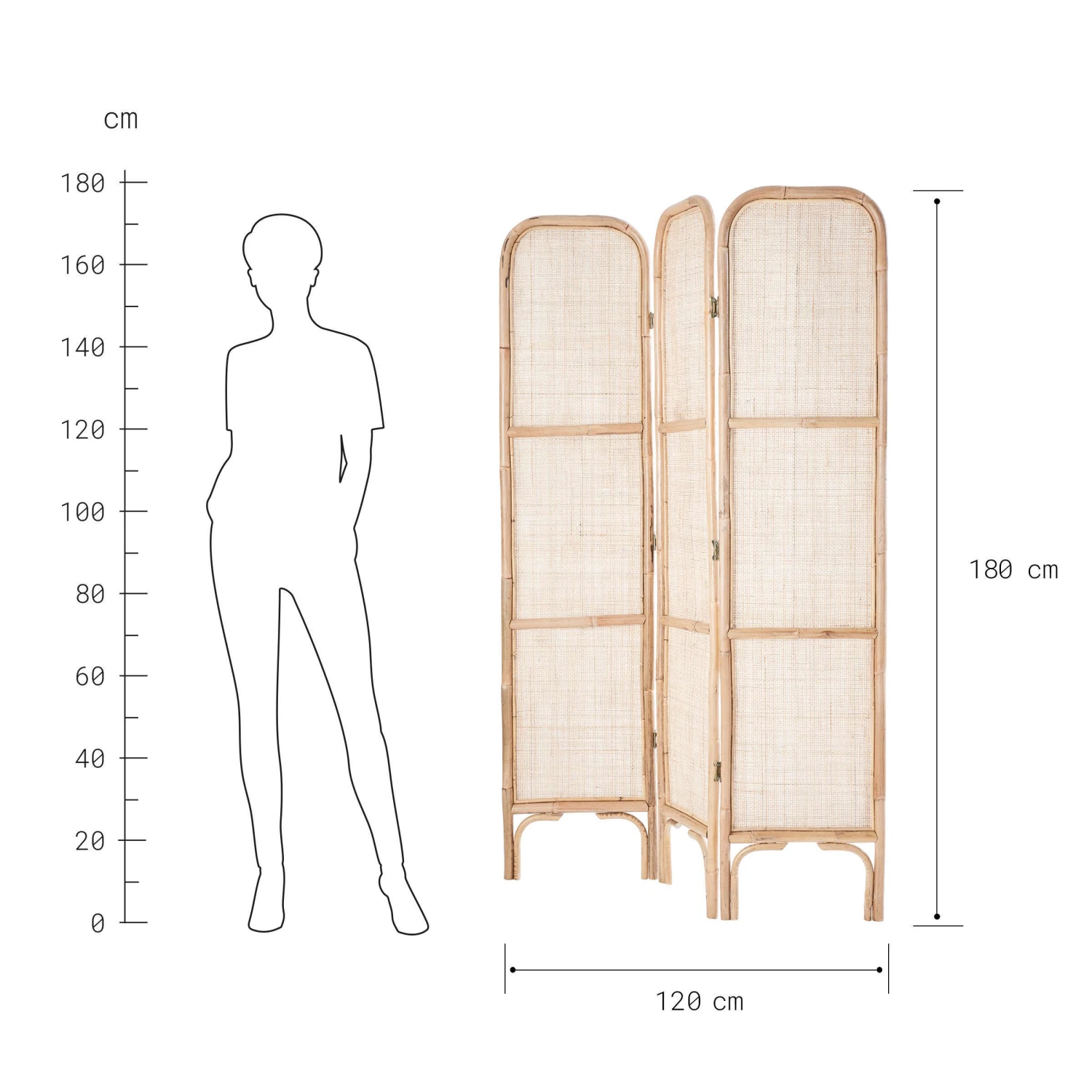 Paravent Aus Rattan L 120 X H 180cm BOHO LOUNGE In Natur – Bild 3