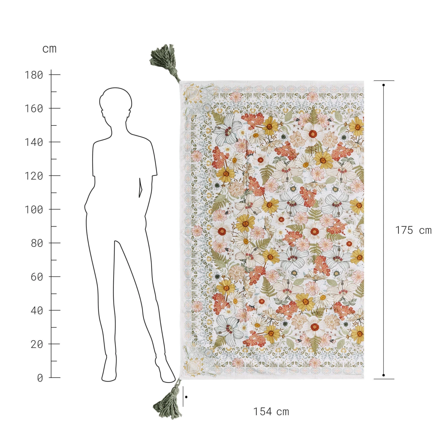 Picknickdecke L 175 X B 154cm BETWEEN FLOWERS In Creme – Bild 4
