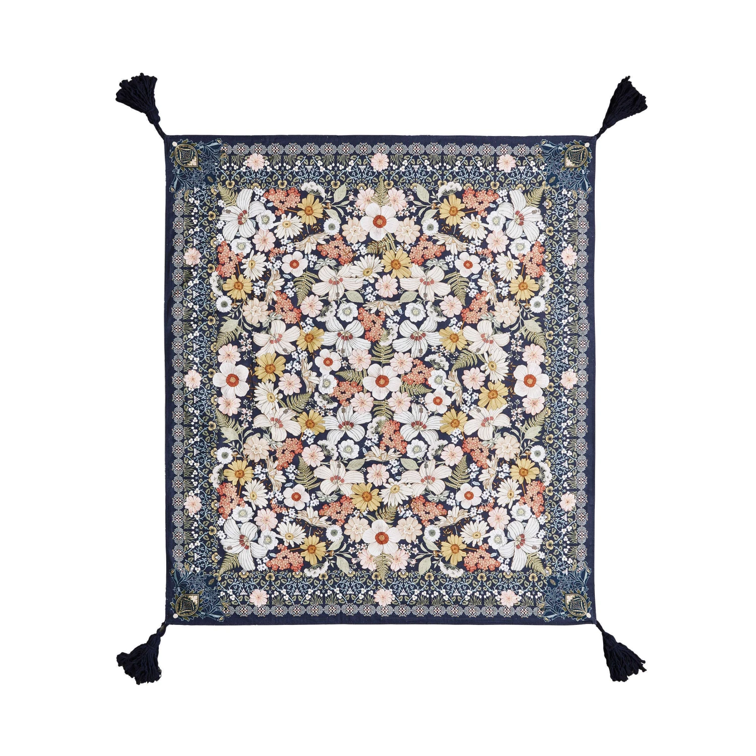 Picknickdecke L 175 X B 154cm BETWEEN FLOWERS In Dunkelblau – Bild 3