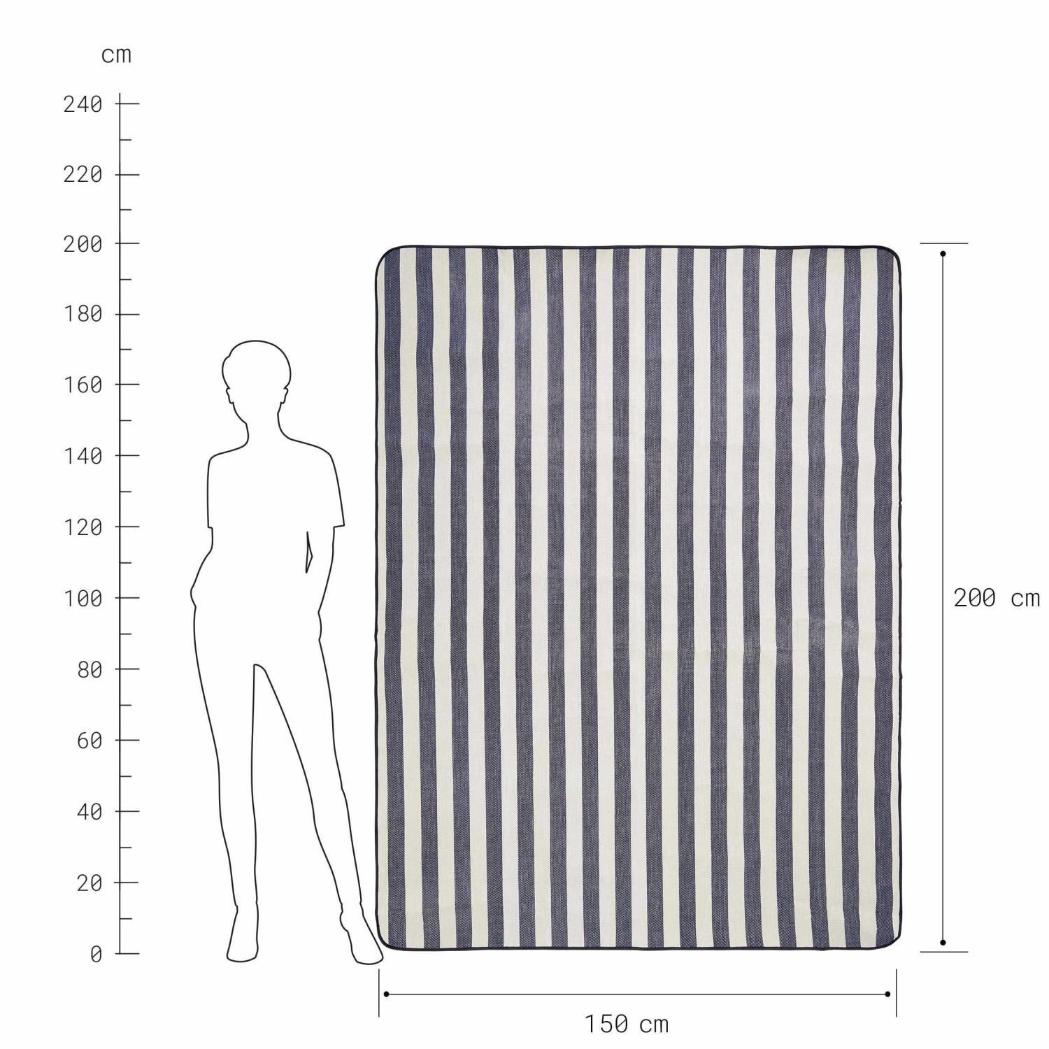 Picknickdecke Streifen L 150 X B 200cm WANDERLUST In Creme-Blau – Bild 4