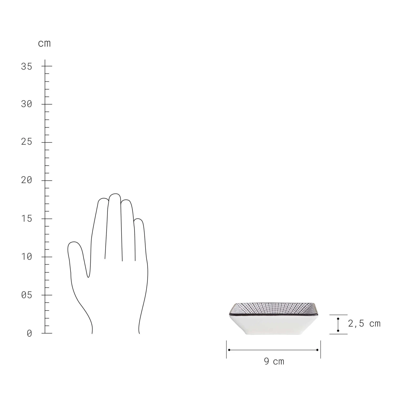 Schale Eckig 50ml DIM SUM In Schwarz-Weiß – Bild 4