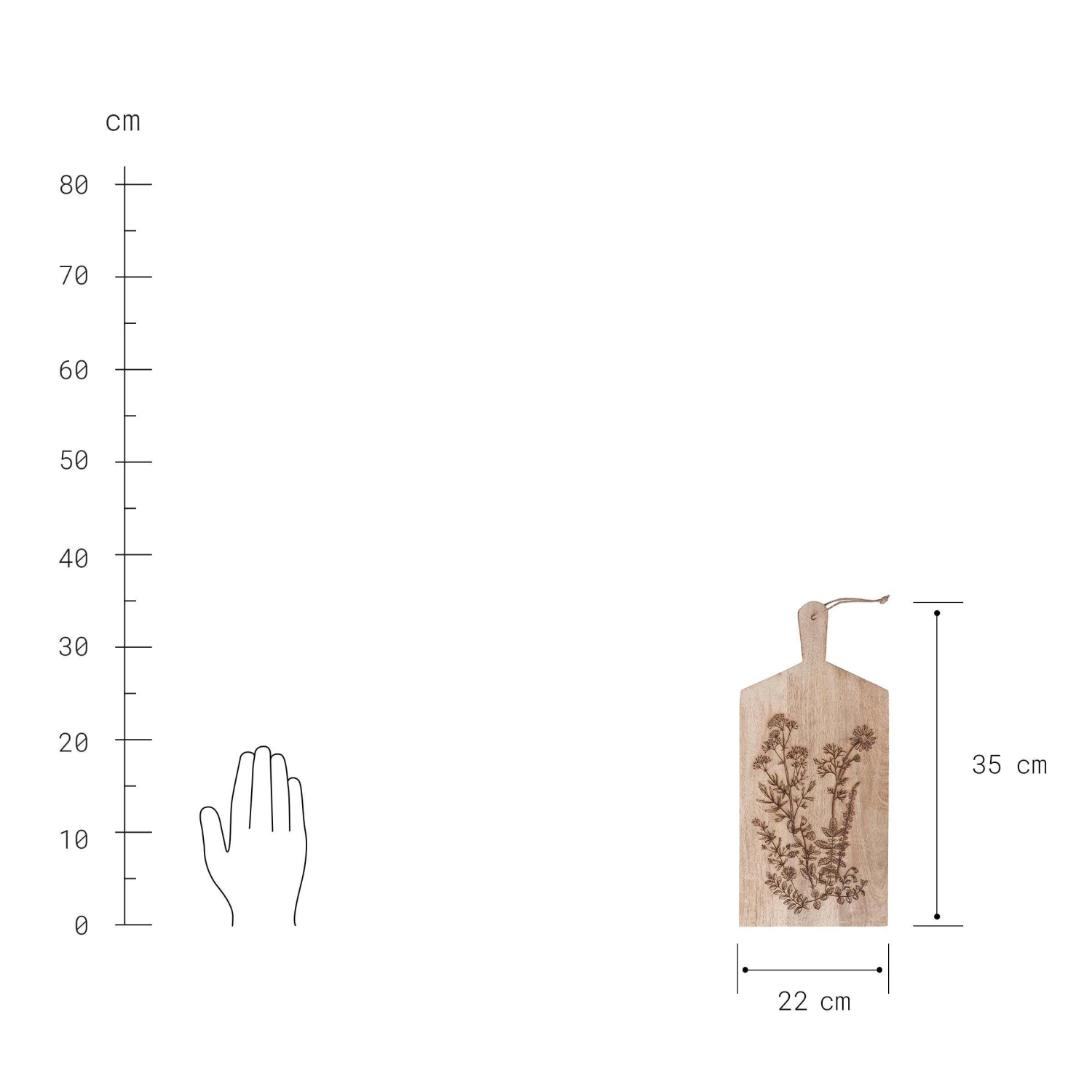 Schneidebrett Blumen L 35 X B 22cm FINE CUT In Braun – Bild 4