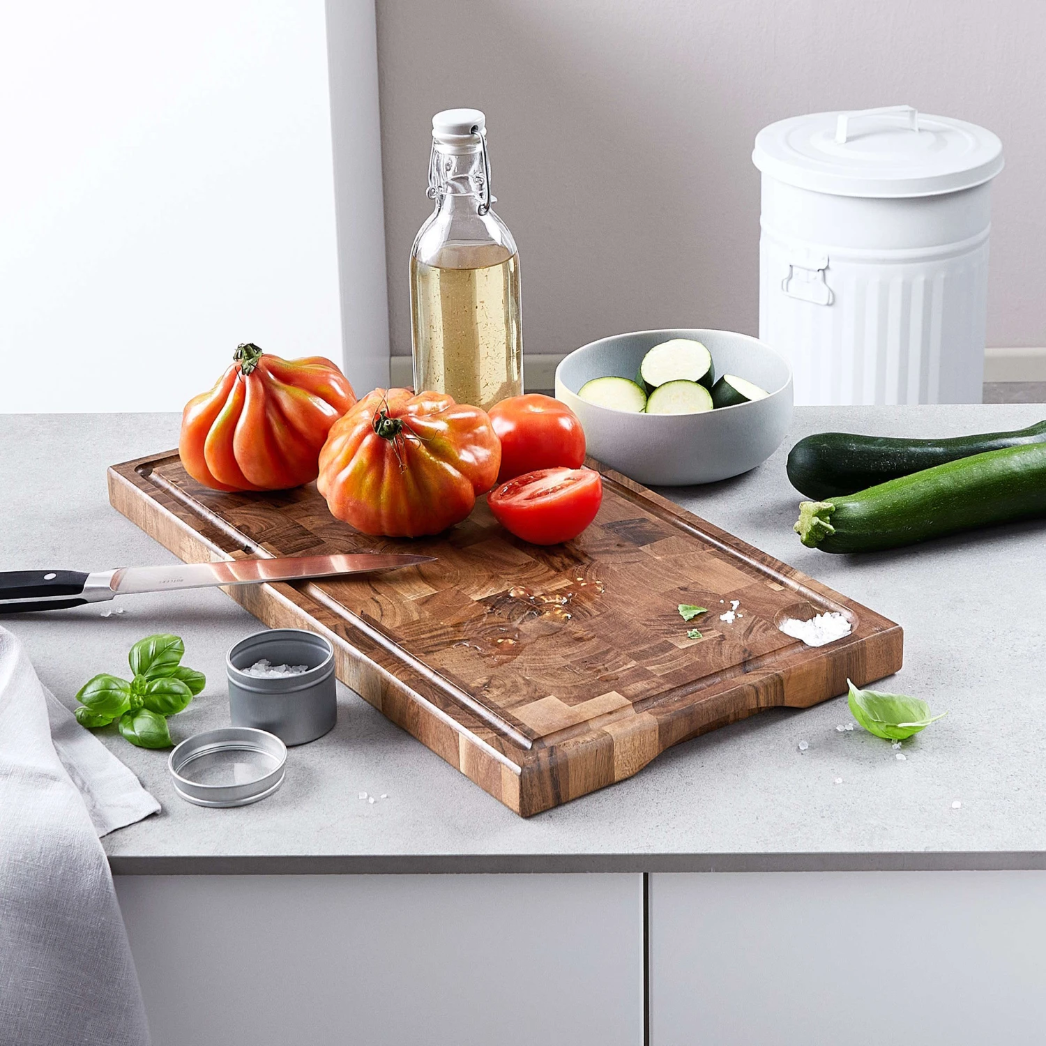 Schneidebrett Mit Saftrille Und Intarsien L 50 X B 27cm ACACIA In Braun – Bild 9