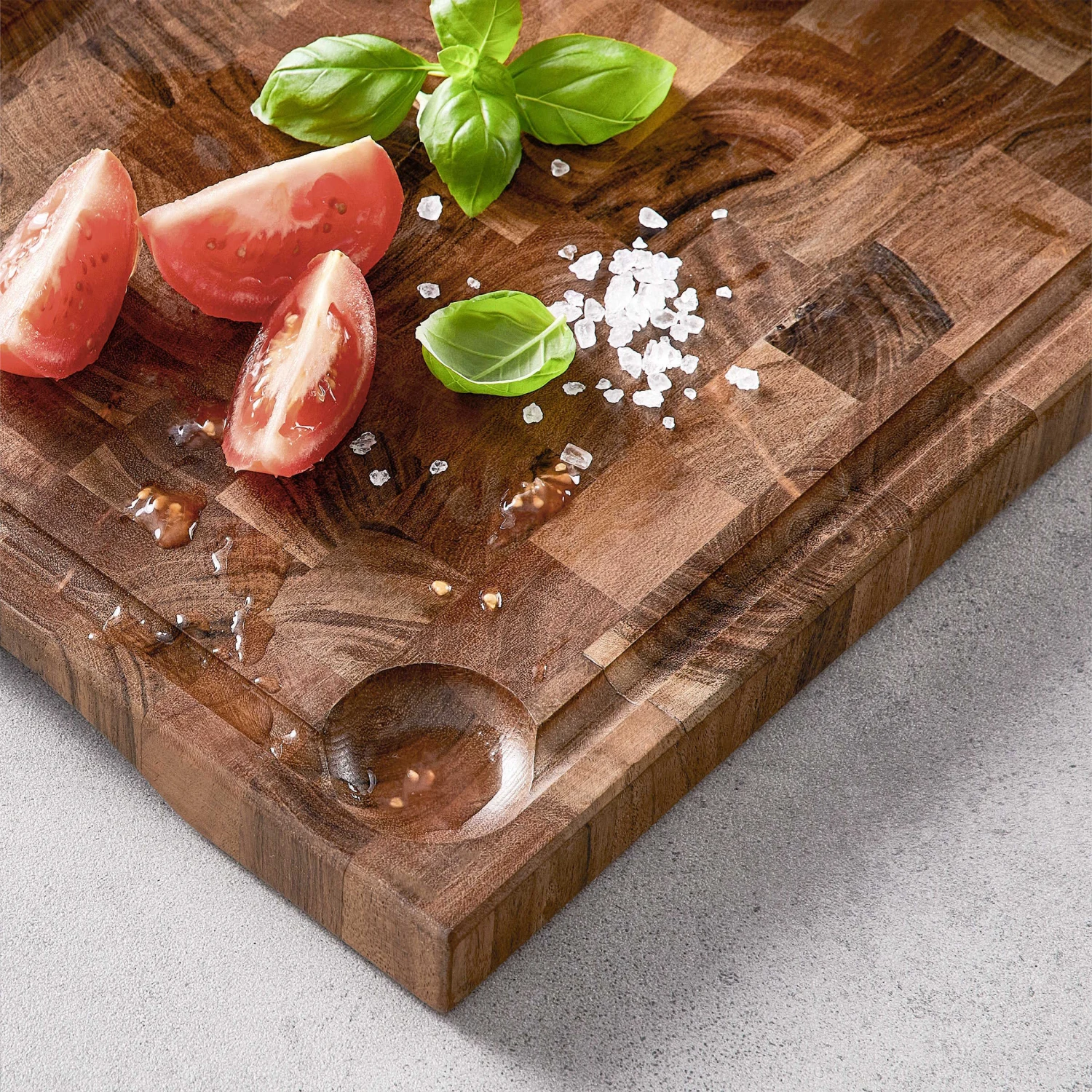 Schneidebrett Mit Saftrille Und Intarsien L 50 X B 27cm ACACIA In Braun – Bild 10