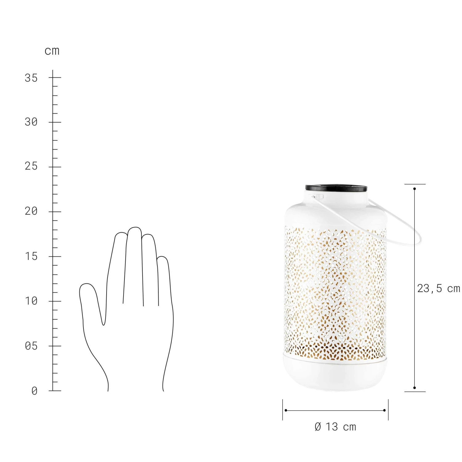 Solar-Laterne H 24cm SOLANA In Weiß-Gold – Bild 2