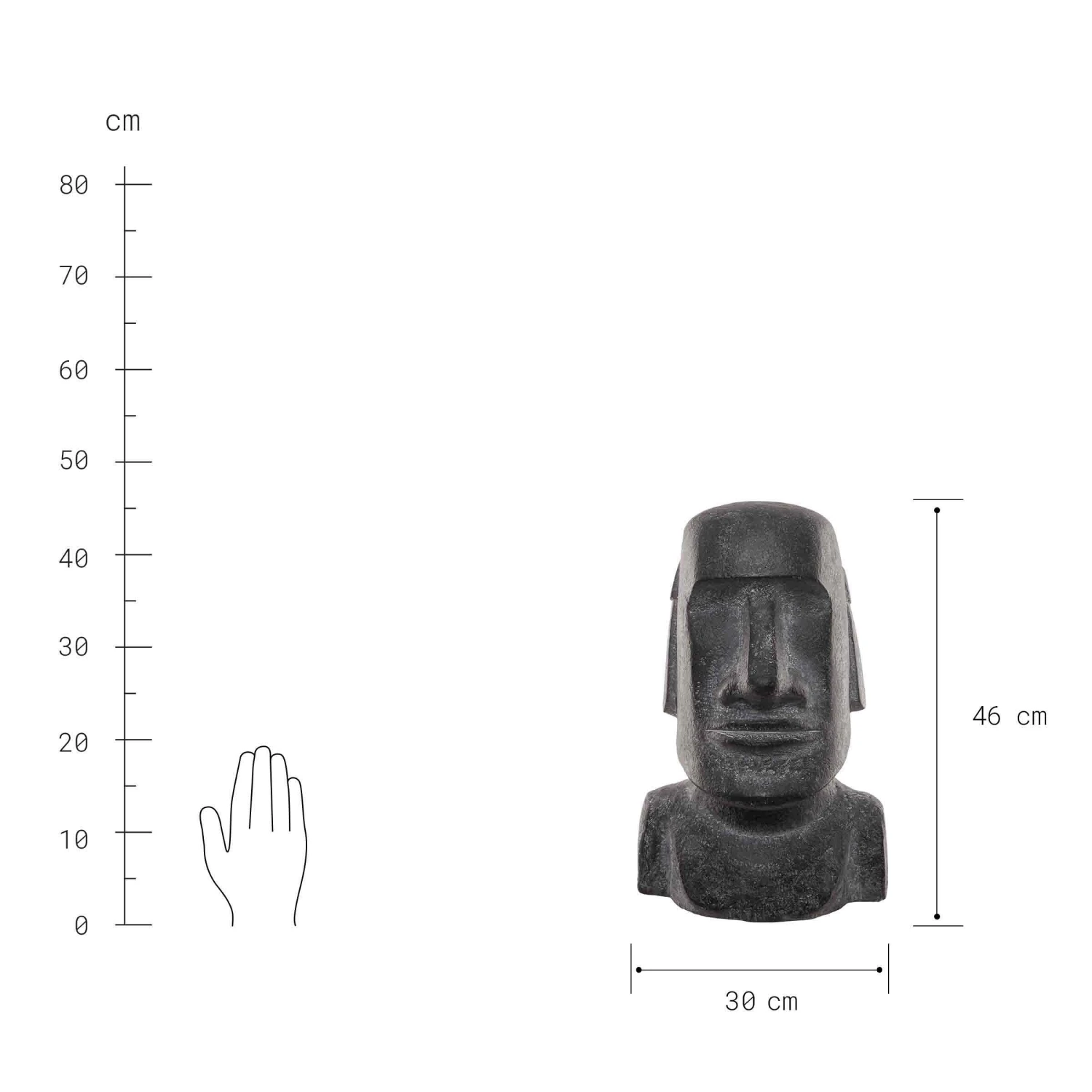 Statue Höhe 46cm MOAI In Grau – Bild 3