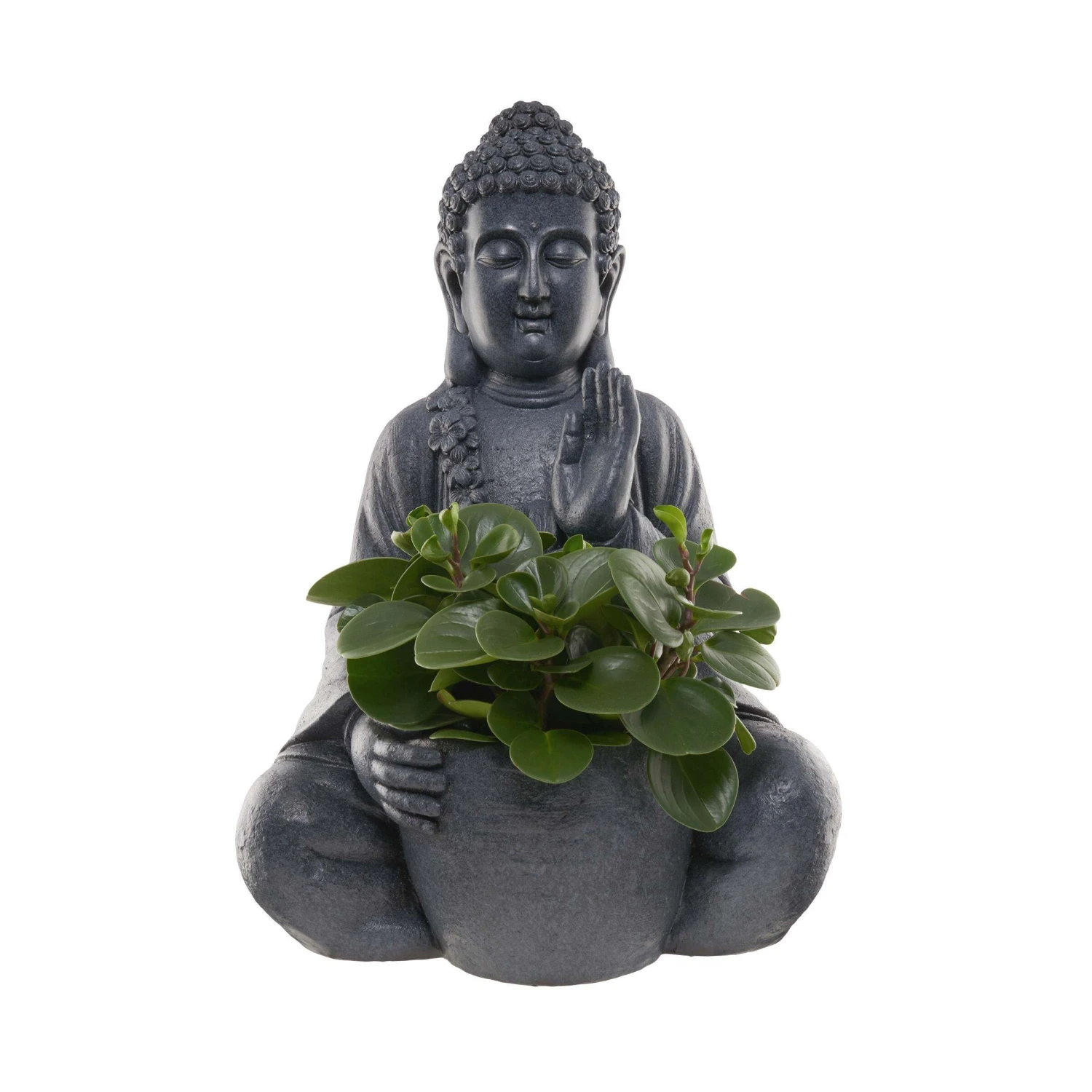 Statue Mit Blumentopf Höhe 69cm BUDDHA In Dunkelgrau – Bild 3
