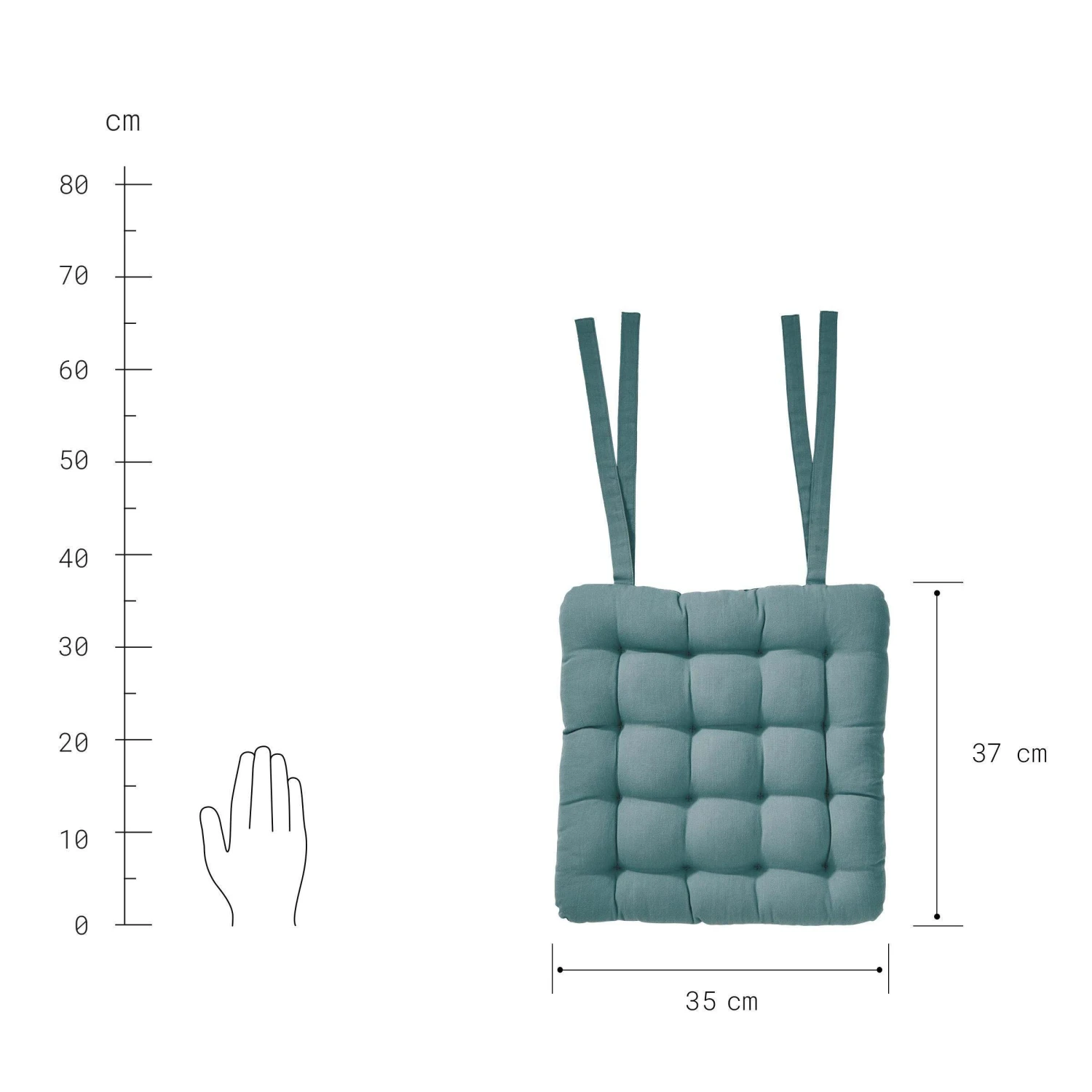 Stuhlkissen Mit Bändchen L 35 X B 37cm SOLID In Türkis – Bild 4