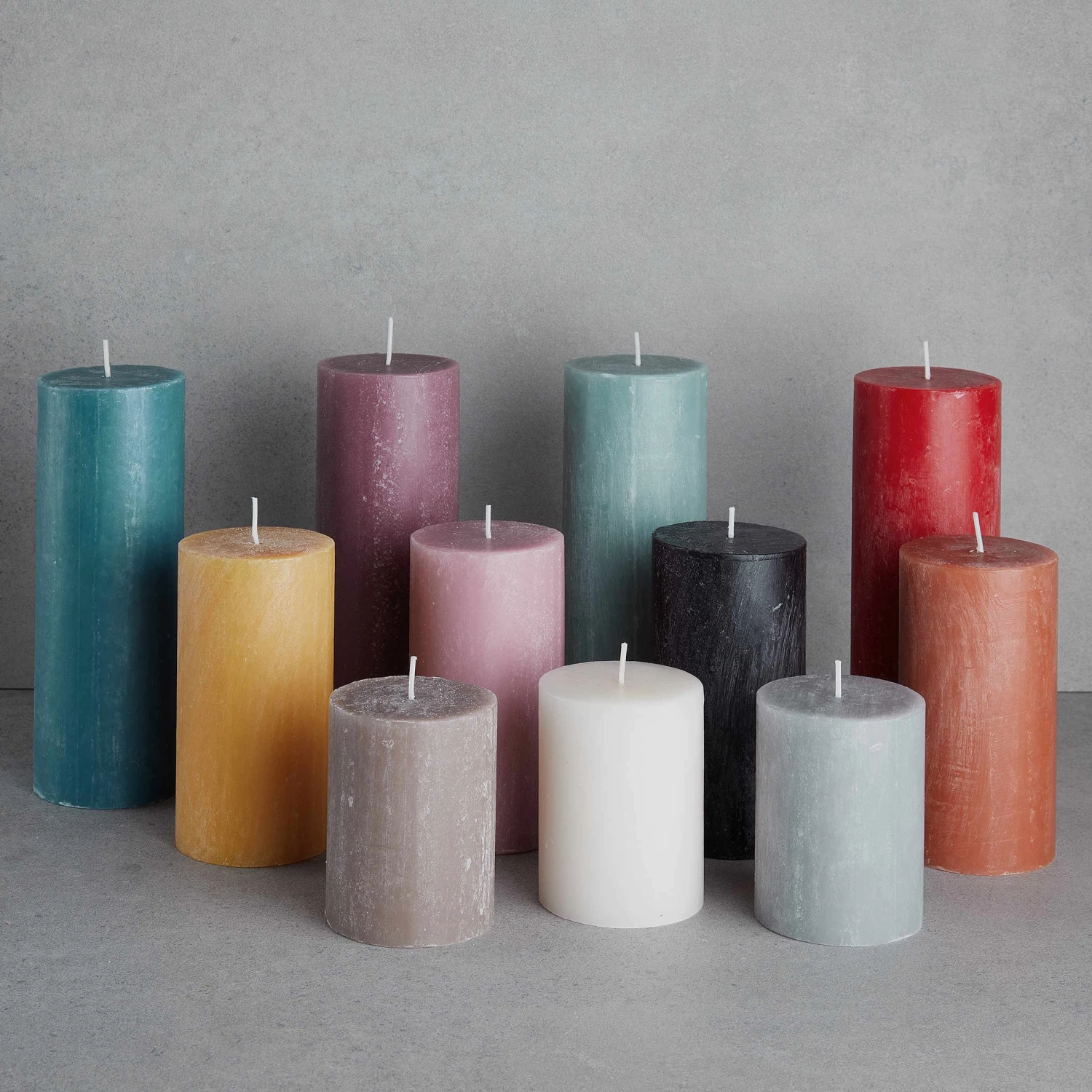 Stumpenkerze Höhe 9cm RUSTIC In Rosa – Bild 4