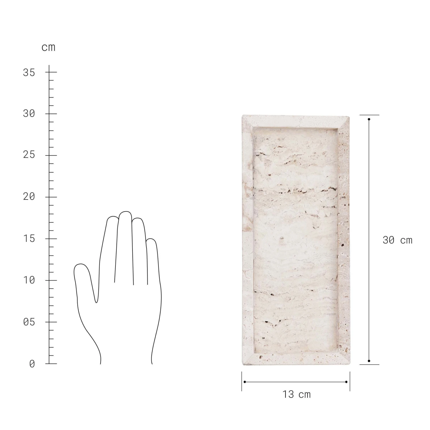 Tablett L 30 X B 13cm TRAVERTINE In Beige – Bild 4