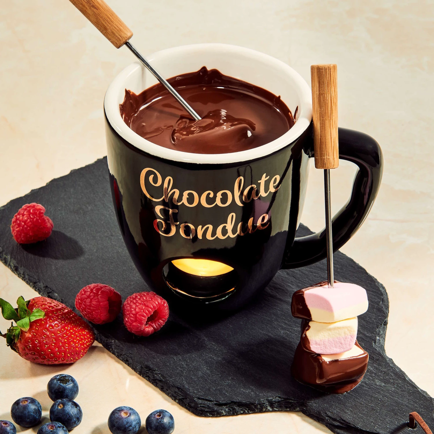 Tasse Mit 2 Gabeln CHOCOLATE FONDUE In Schwarz – Bild 2