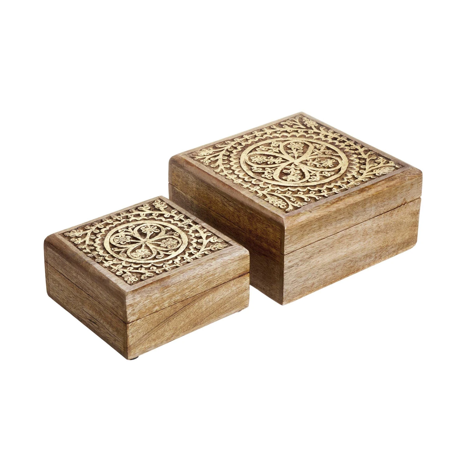 Truhe Mit Schnitzerei L 17 X B 17cm TREASURE In Hellbraun-Gold – Bild 6