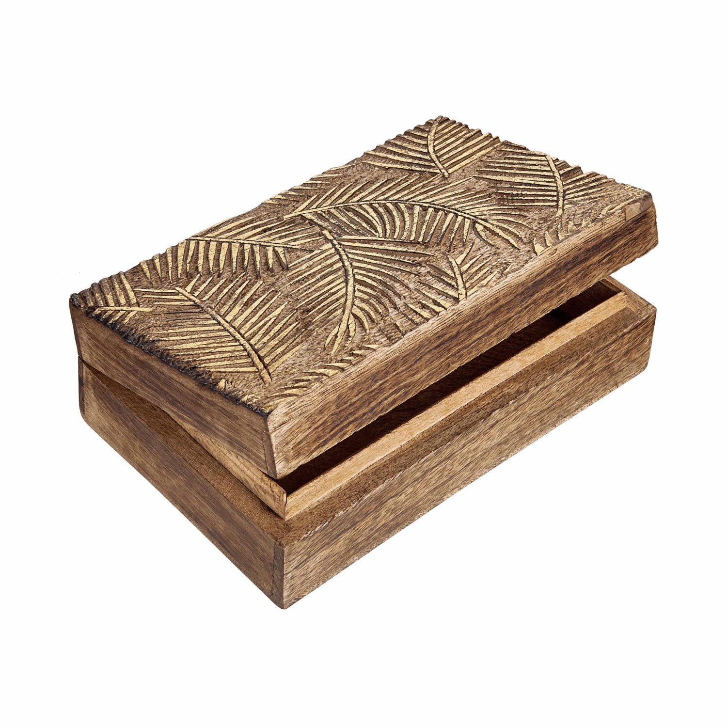 Truhe Mit Schnitzerei Rechteckig L 21 X B 13cm TREASURE In Hellbraun-Gold – Bild 2